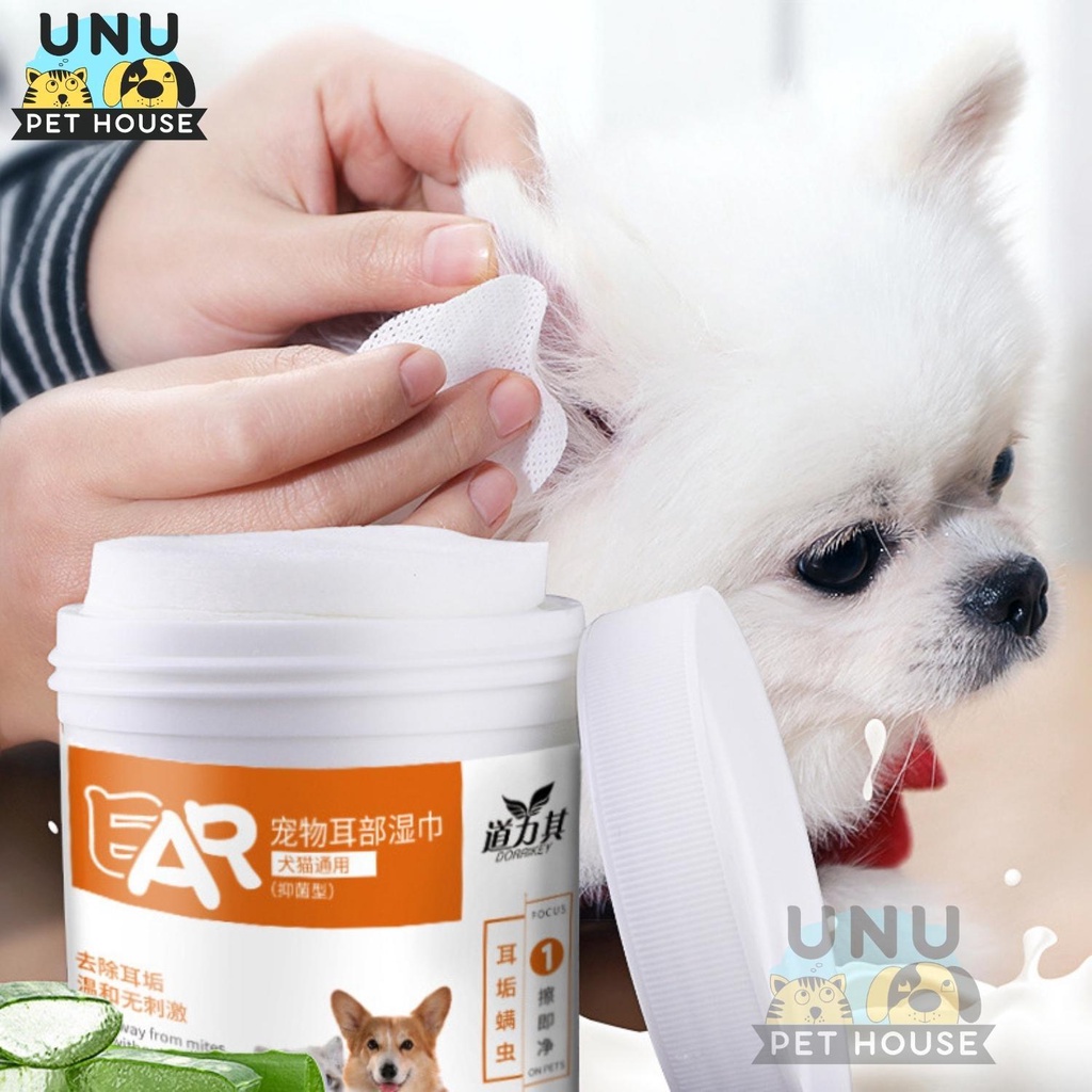 Combo khăn lau tai và khăn lau mắt cho chó mèo, chống viêm tai, viêm mắt, giảm vết ố mắt - UNU Pet House