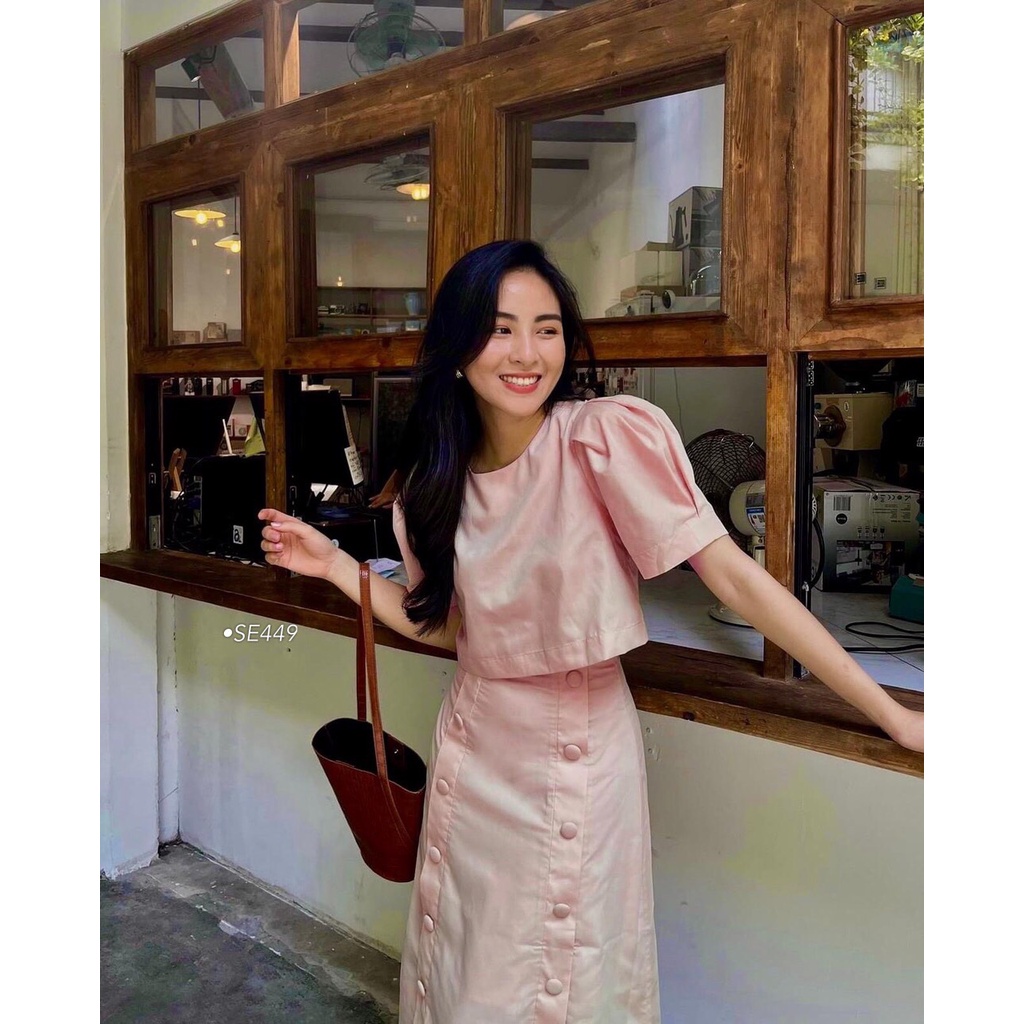 SE449 SÉT ÁO CROP + CHÂN VÁY MIDI