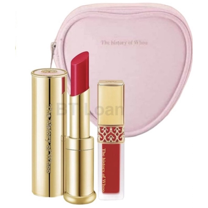 Set son dưỡng môi Whoo Glow Lip Balm đỏ tặng ví da hình trái tim