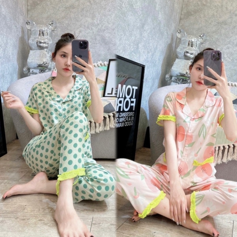 Bộ đồ Tole lanh Pijama tiểu thư hàng thiết kế F.21 VNXK