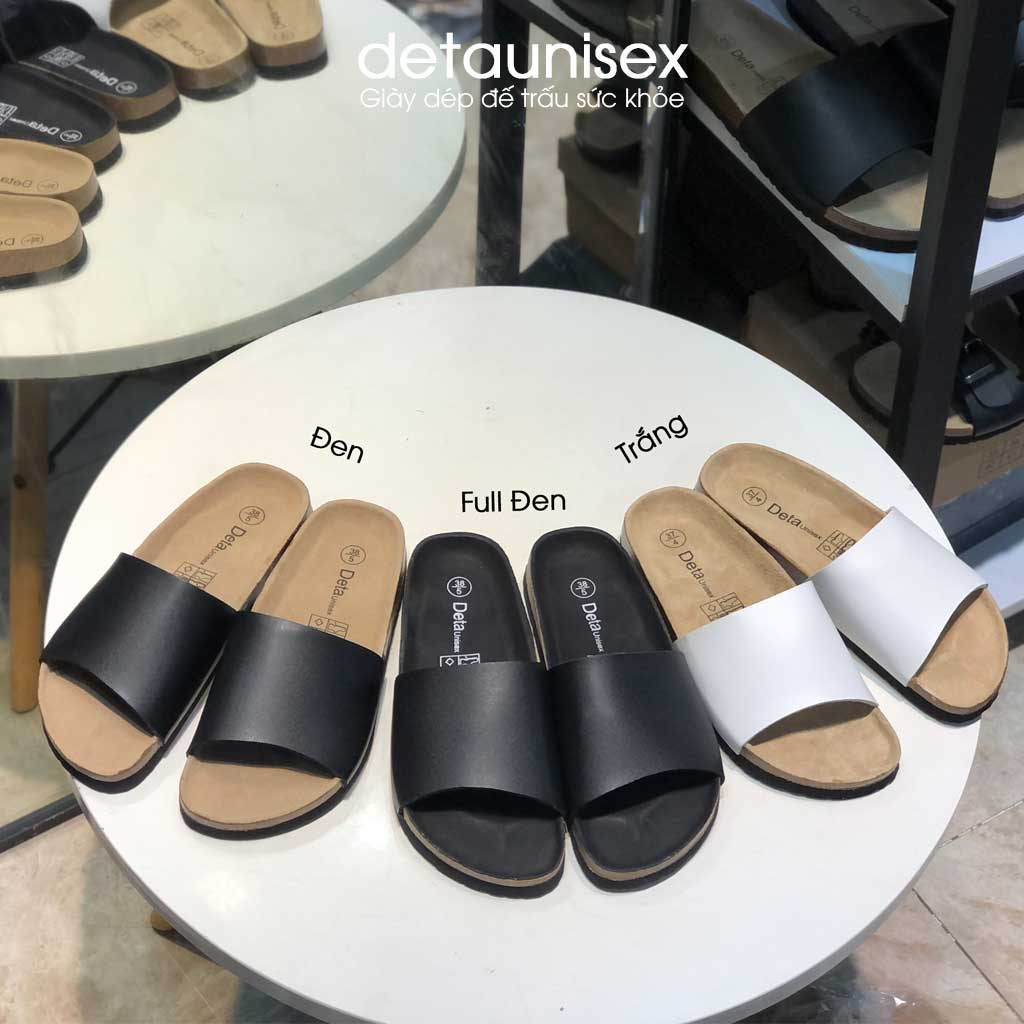 Giày dép đế trấu nam nữ quai ngang Detaunisex thời trang Birken cực xinh - màu trắng lót si - DETA12TS