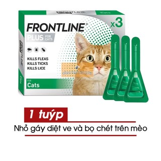 1 Hộp (3 Tuýp) Thuốc Nhỏ Gáy Trị Ve và Bọ Chét Trên Mèo - FRONTLINE PLUS CAT