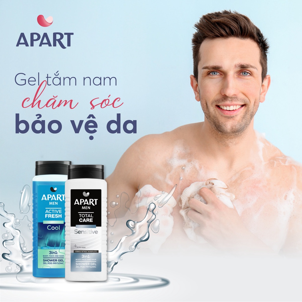 [Tặng ủ tóc] Gel tắm nam Apart Men chăm sóc toàn diện đặc biệt lưu hương 500ML