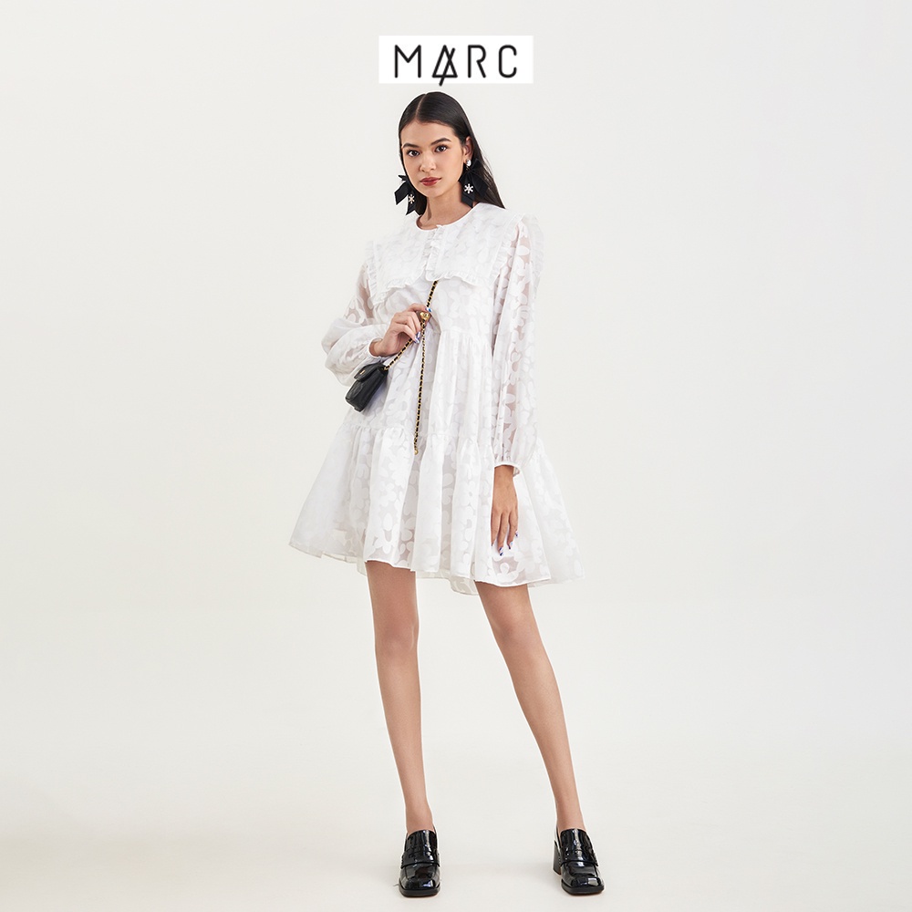 [Mã FATRENDAUG giảm đến 30k tối đa 99k] Đầm nữ MARC FASHION sheer hoa babydoll lá cổ bèo FAVH014422