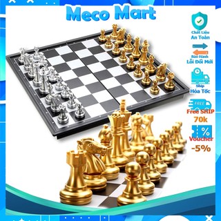 Bộ cờ vua ub quân màu vàng-bạc, có nam châm, bàn cờ dày siêu đẹp 3 size 25, 32, 36cm, cờ vua quốc tế, đồ chơi mecomart