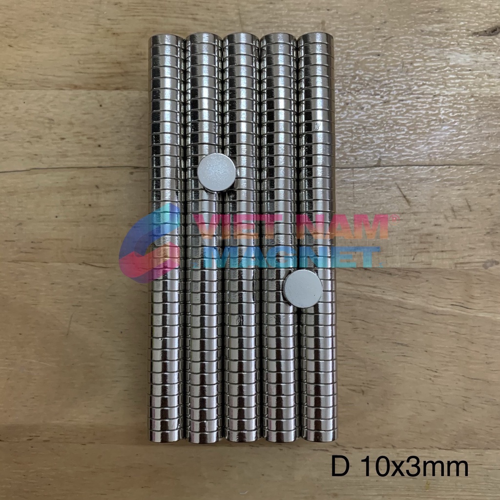 Nam châm đất hiếm 10x3mm lực từ N35 chuẩn kích thước