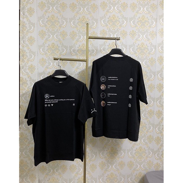 Áo thun tay lỡ unisex sad.boiz SADTAGRAM TEE -  mẫu áo thun đen trắng dàng cho SADBOY
