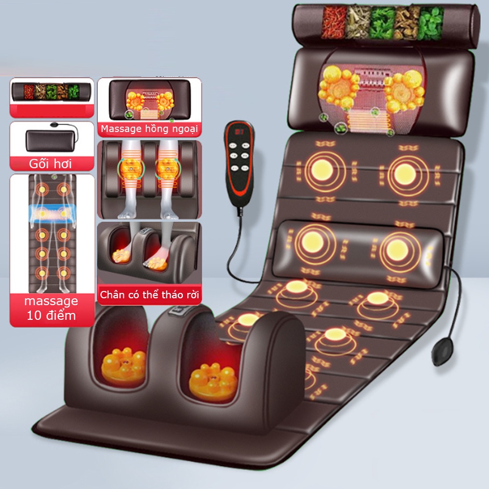 Đệm massage toàn thân đa năng cao cấp sưởi hồng ngoại có điều khiển Da Pu siêu bền