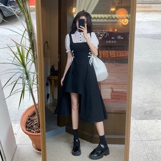 ĐẦM ĐEN PHỐI SƠ MI THẮT DÂY EO