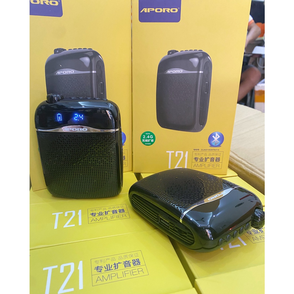 MÁY TRỢ GIẢNG APORO T21 2.4G | MIC KO DÂY, CS 20W, BLUETOOTH, GHI ÂM