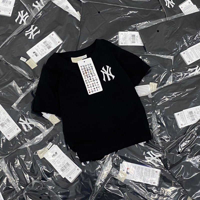 Áo phông trơn Mlb thêu logo nổi cho bé trai