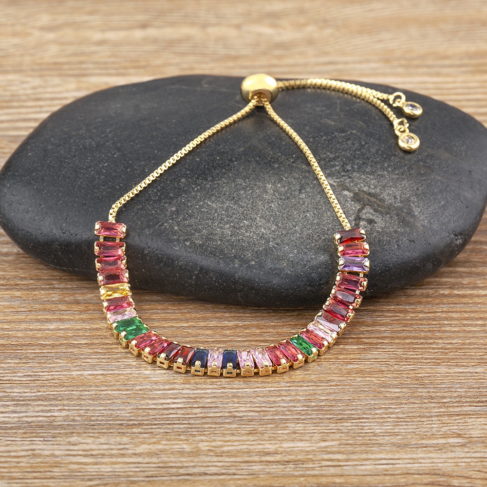 Vòng Tay Đính Đá Zircon 5 Màu Tùy Chỉnh Thời Trang Cho Nữ