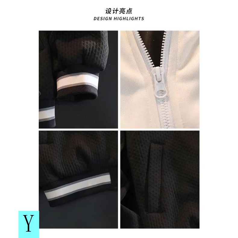 Áo Khoác Bóng Chày Giả Hai Lớp Có Mũ Trùm Thời Trang Mùa Xuân Thu Giản Dị Phong Cách Hàn Quốc