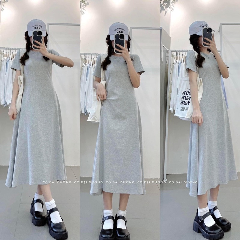 Váy thun cộc tay dáng xoè basic