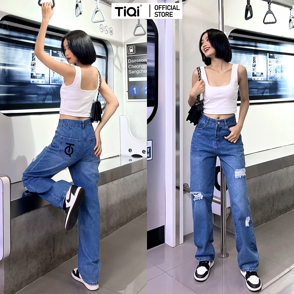 Quần Jean Ống Rộng Nữ Tiqi Jeans Phong Cách Streetwear B2-1891