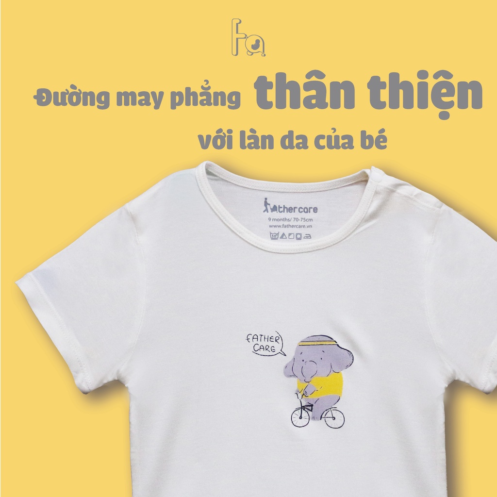 Bộ Quần Áo trẻ em FatherCare Cài Vai Cộc Tay - Voi đạp xe FC968