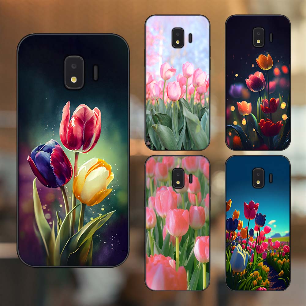 Ốp lưng Samsung J2 Core, J2 Pro 2018 viền đen in hình Hoa Tulip Hoa Đẹp
