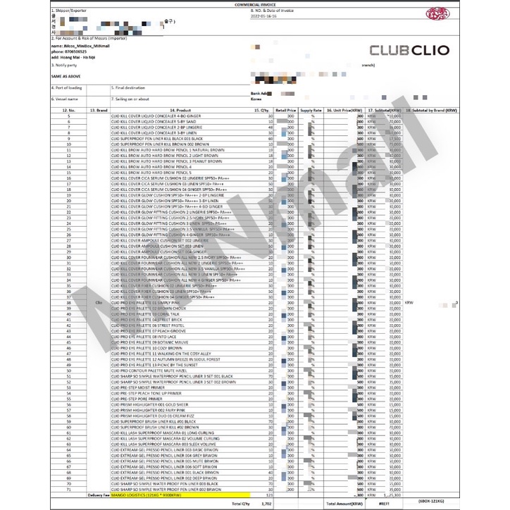 Kem Nền CLIO Kill Cover Founwear Foundation SPF 30 PA+++