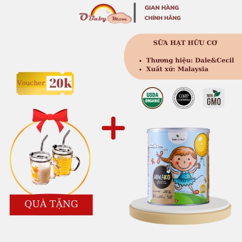 Sữa Hữu Cơ Miwako Hộp 700g Vị Gạo nhập khẩu Malaysia, Sữa Hạt Cho Bé Táo Bón, Biếng Ăn, Dị Ứng Đạm Bò