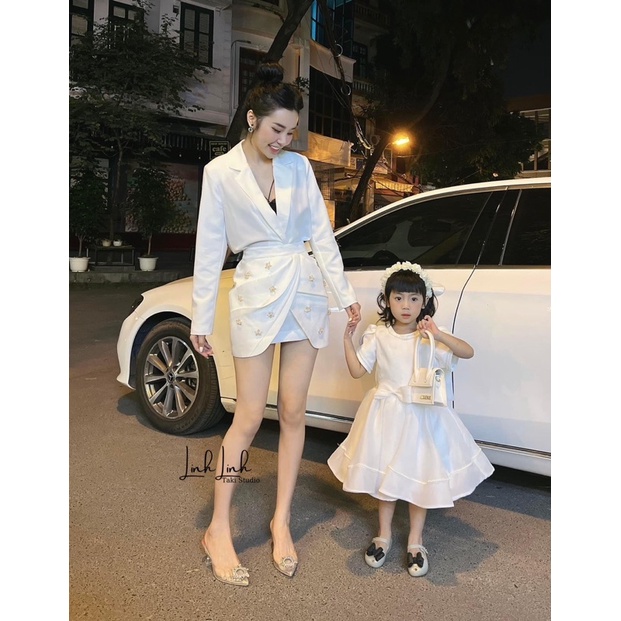 Set áo vest chân váy đá ll27