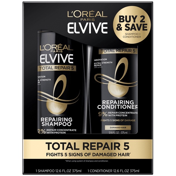 Dầu gội và Xả cho tóc hư tổn Loreal Paris Elvive Total Repair 5