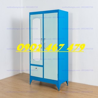 Tủ quần áo sắt sơn dầu cao 1m8 rộng 90cm màu xanh lá cây tại HCM