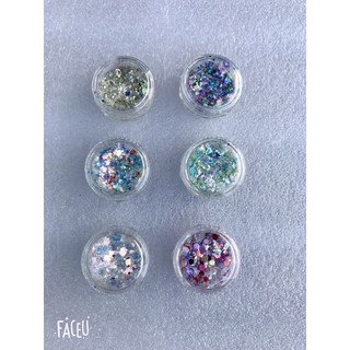 Set nhũ vụn, nhũ vảy cá 6 hủ trang trí móng nail
