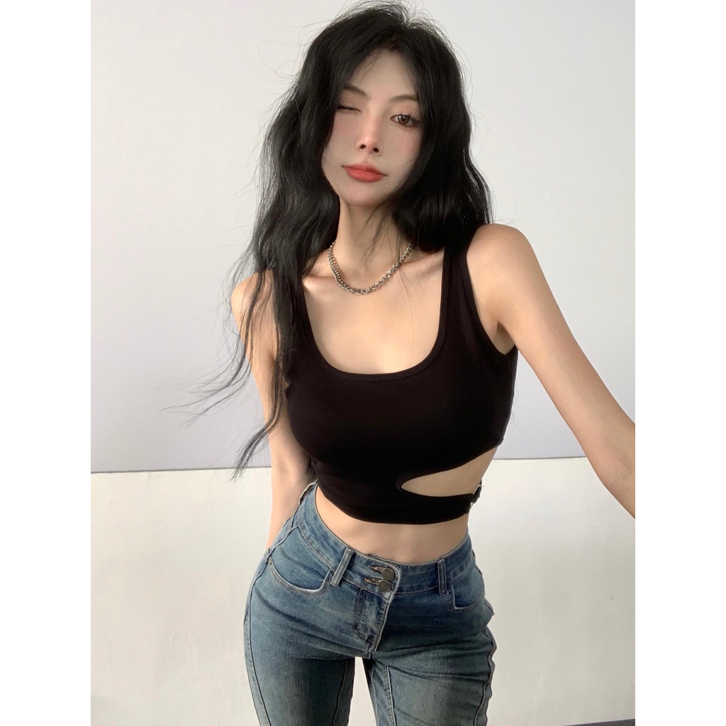 ZHELIHANGFEI Áo Croptop Hai Dây Lưng Cao Kiểu Dáng Ngọt Ngào Quyến Rũ