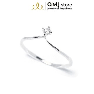 Nhẫn bạc QMJ Vương miện đính đá bản mỏng sang trọng - Q049