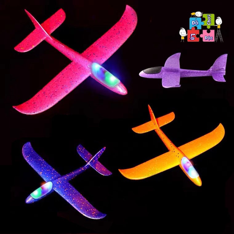Đồ chơi máy bay xốp cỡ lớn 48cm có đèn LED phát sáng ném tay vui nhộn