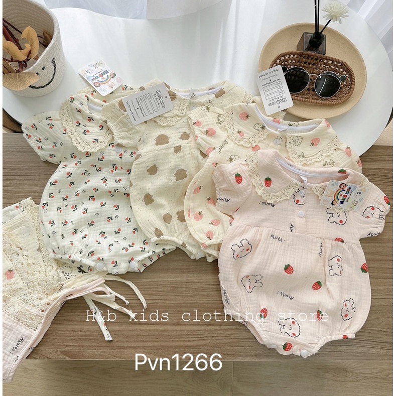 Body xô muslin kèm mũ cực xinh cho bé