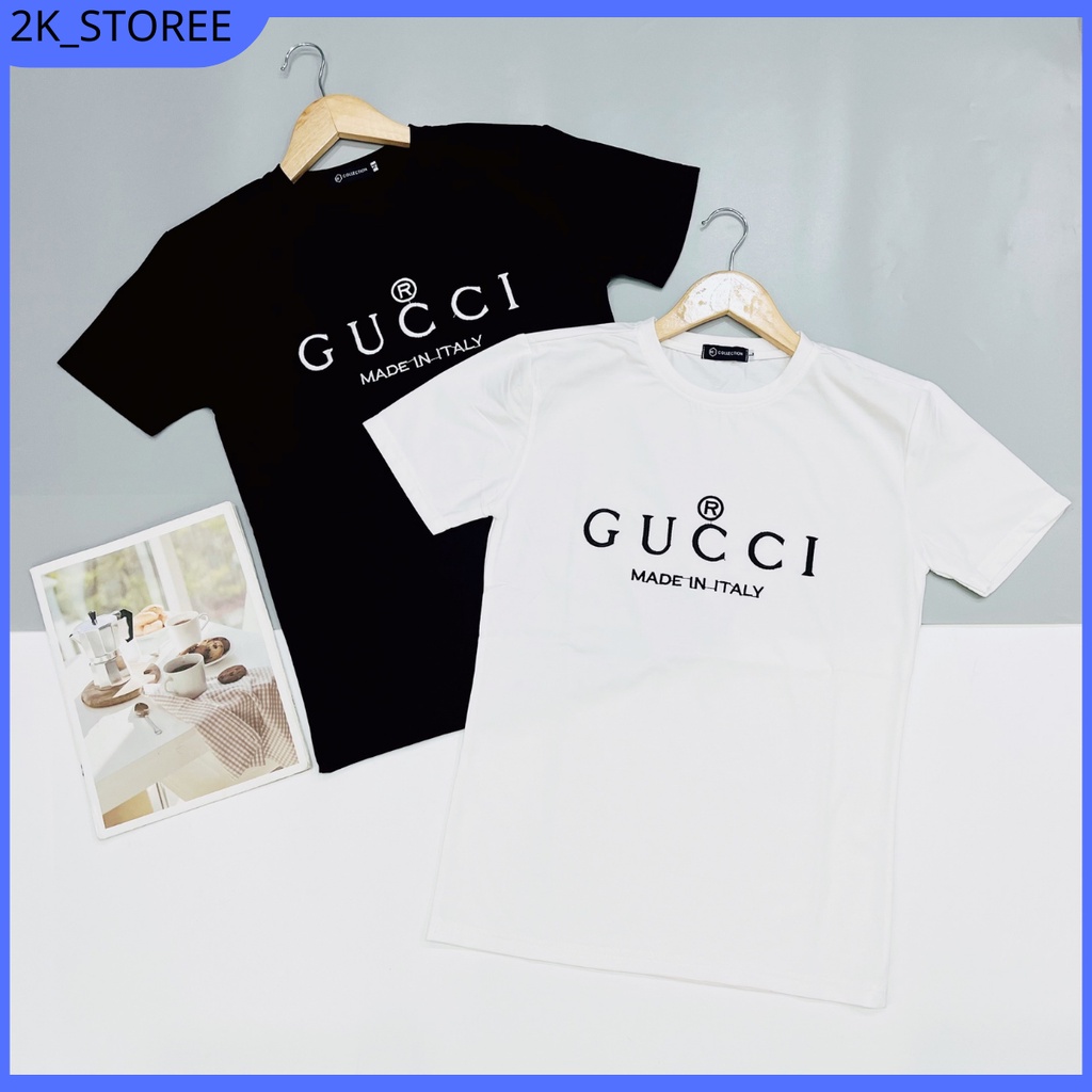 Áo thun nam nữ cổ tròn vải cotton co dãn 4 chiều Hàn Quốc thêu Gấu GUCI mới trẻ trung mẫu mới hàng cao cấp hàng shop 2K_