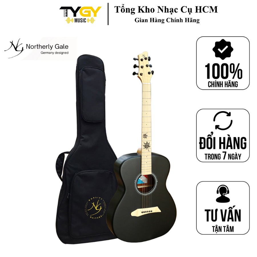 Đàn Guitar Acoustic NG Notherly Gale FM1-BK Màu Đen - Tặng Kèm Bao Đàn Chính Hãng, Capo, Pick