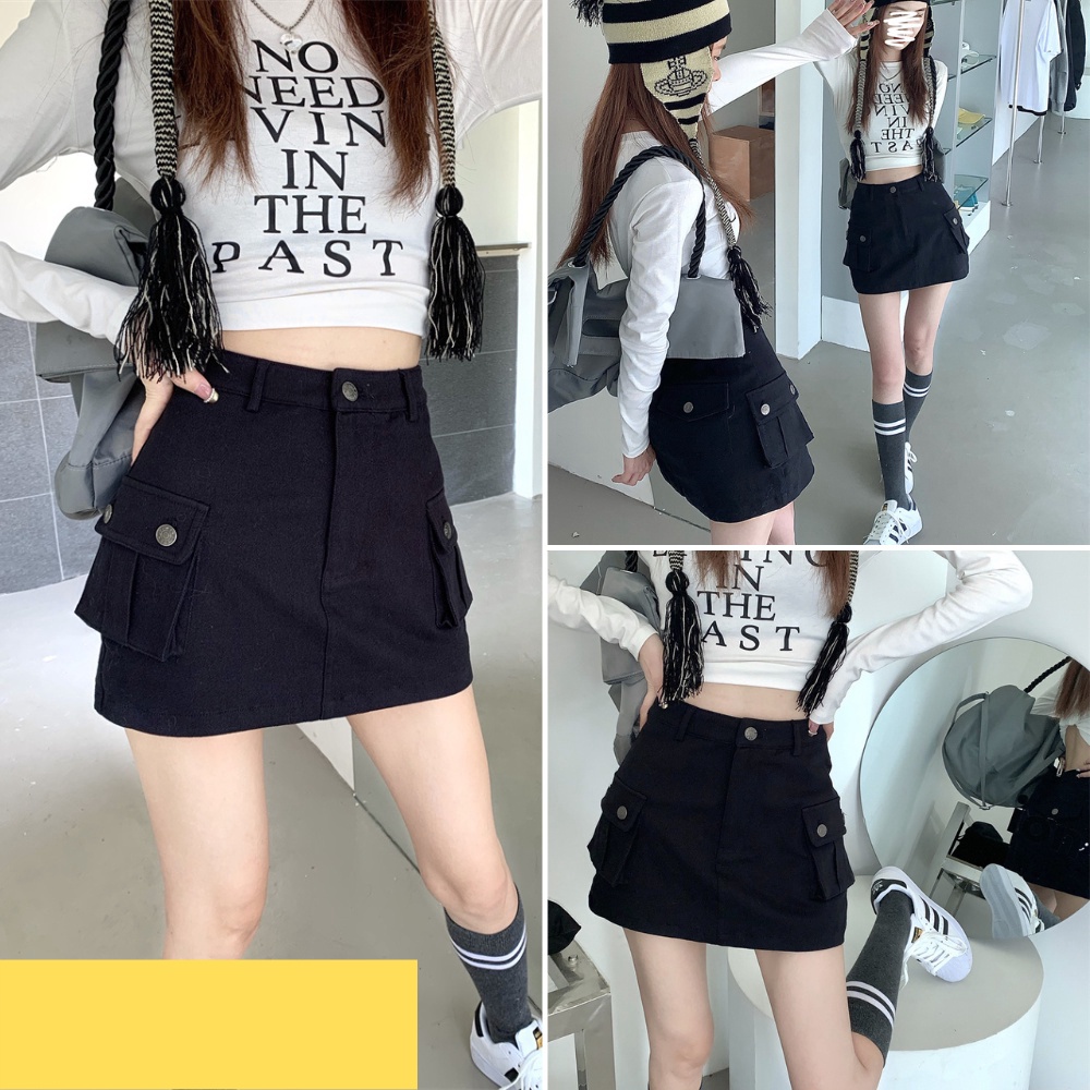 Chân váy nữ, chân váy túi hộp màu đen nude size S M L SKUCV-30A kenshop198
