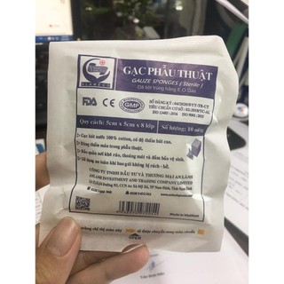 Gạc phẫu thuật 5cmx5cmx8 lớp, tiệt trùng An Lành
