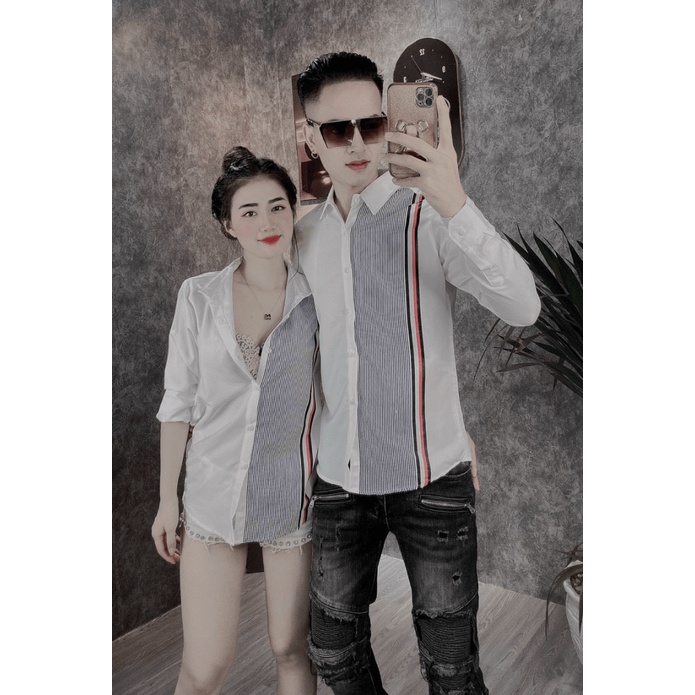 Áo Sơ Mi Nam Dài Tay Cổ Bẻ Vải Kate Lụa Mịn Mát Phối Sọc Trẻ Trung Lịch Lãm NEW UNISEX