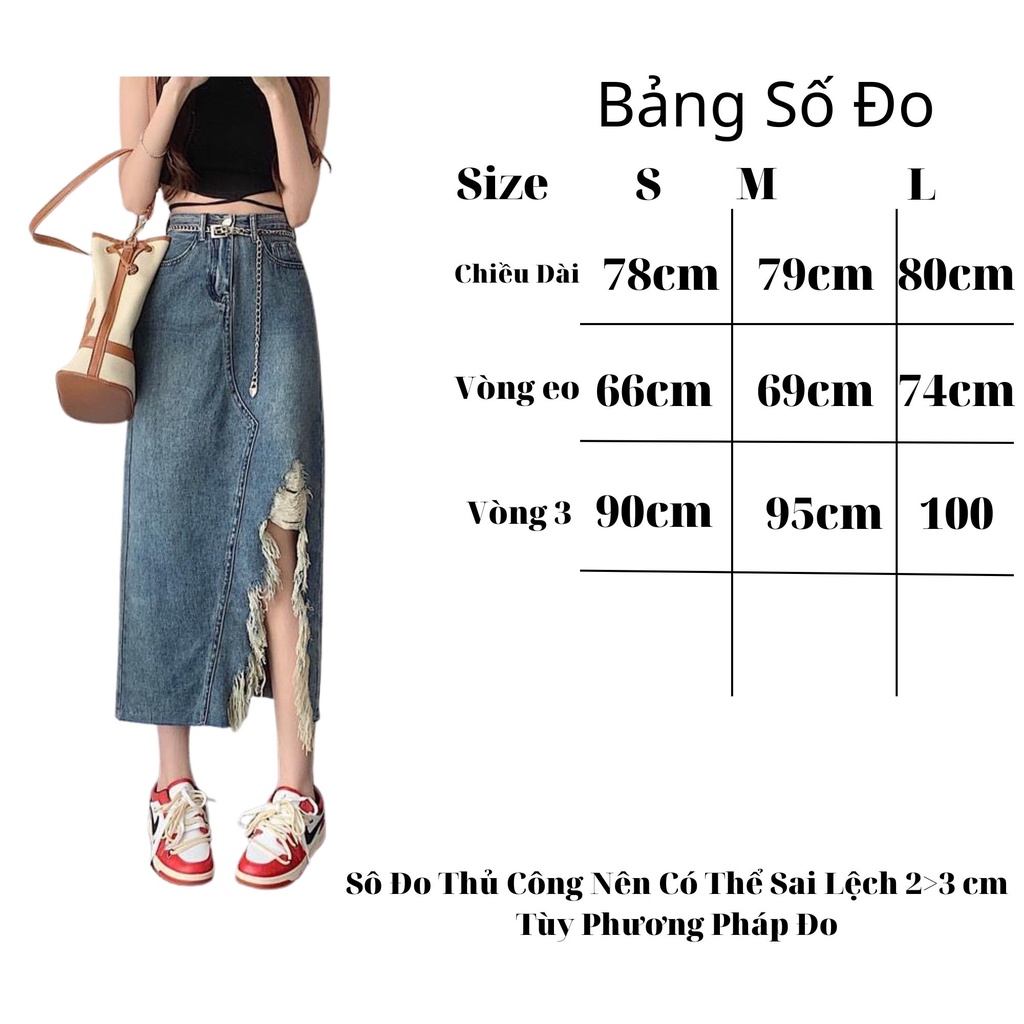 Chân Váy Jean Xẻ Gối Siêu Hách Chân Không Kèm Dây Đai Phù Hợp Với Mọi Lứa Tuổi cv8121