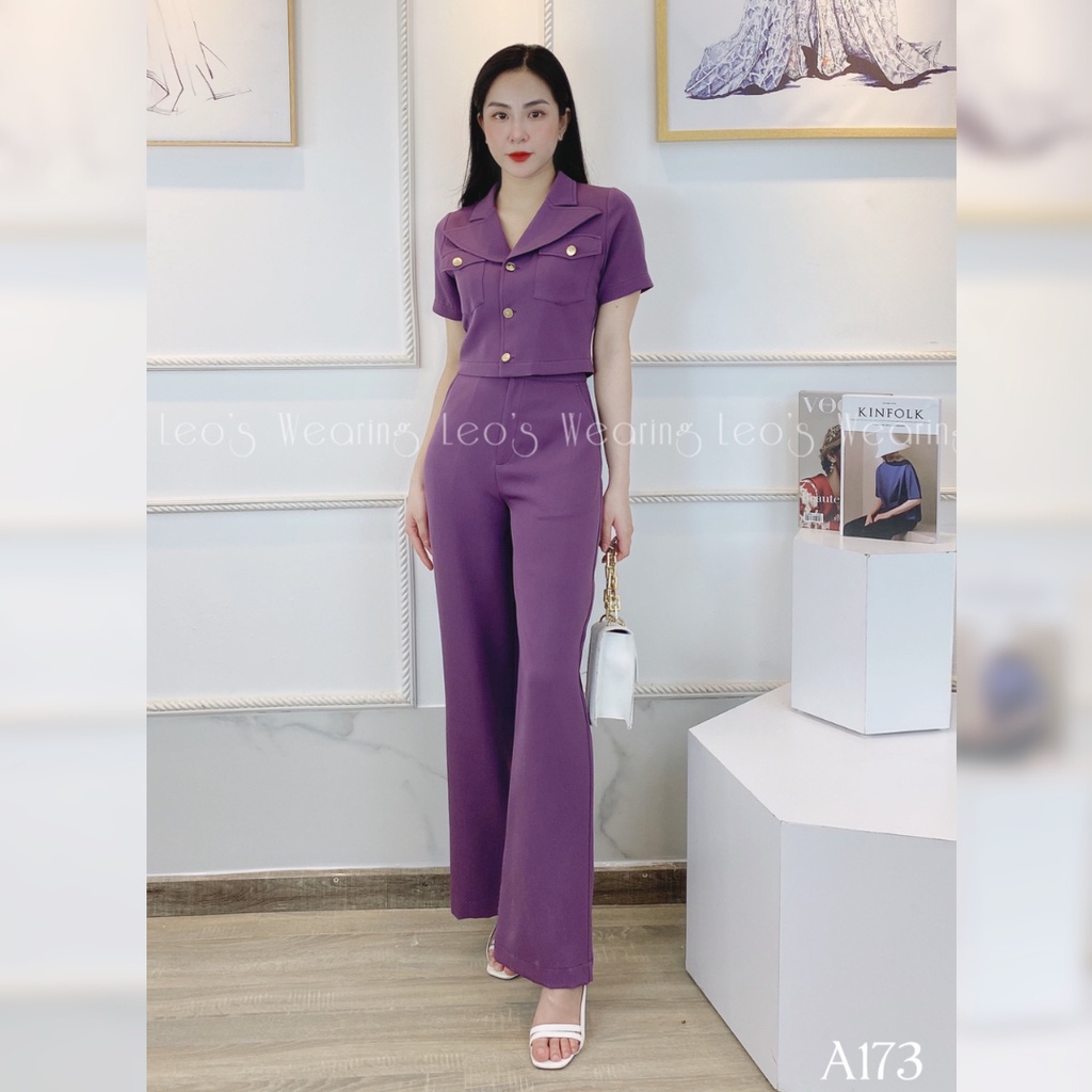 Set áo sơmi túi hộp mix quần suông LEOSWEARING A173