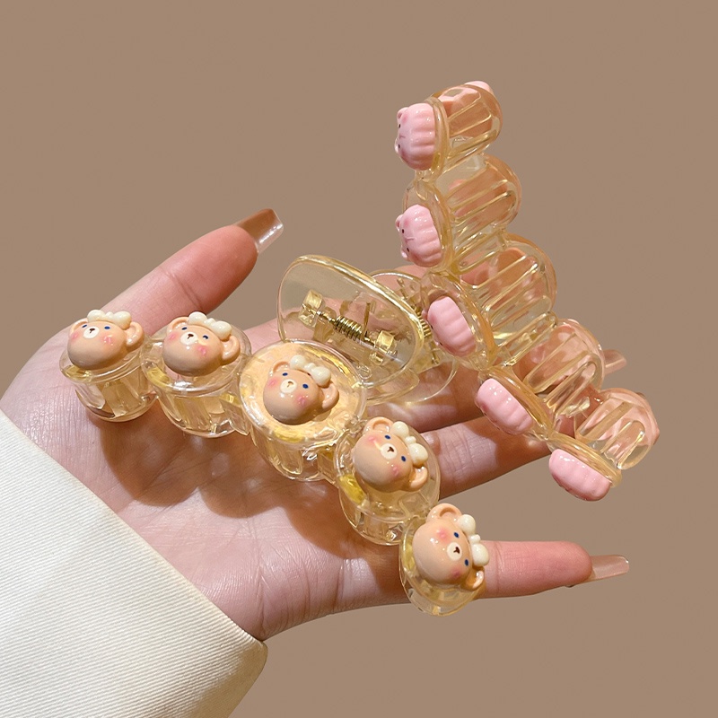 Kẹp Tóc Cuộn Hình Gấu + Thỏ Dễ Thương Phong Cách Hàn Quốc Cho Nữ