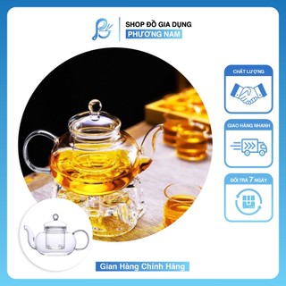 Ấm trà thủy tinh chịu nhiệt cao cấp, bình trà có lõi lọc, ấm thủy tinh size 600ml