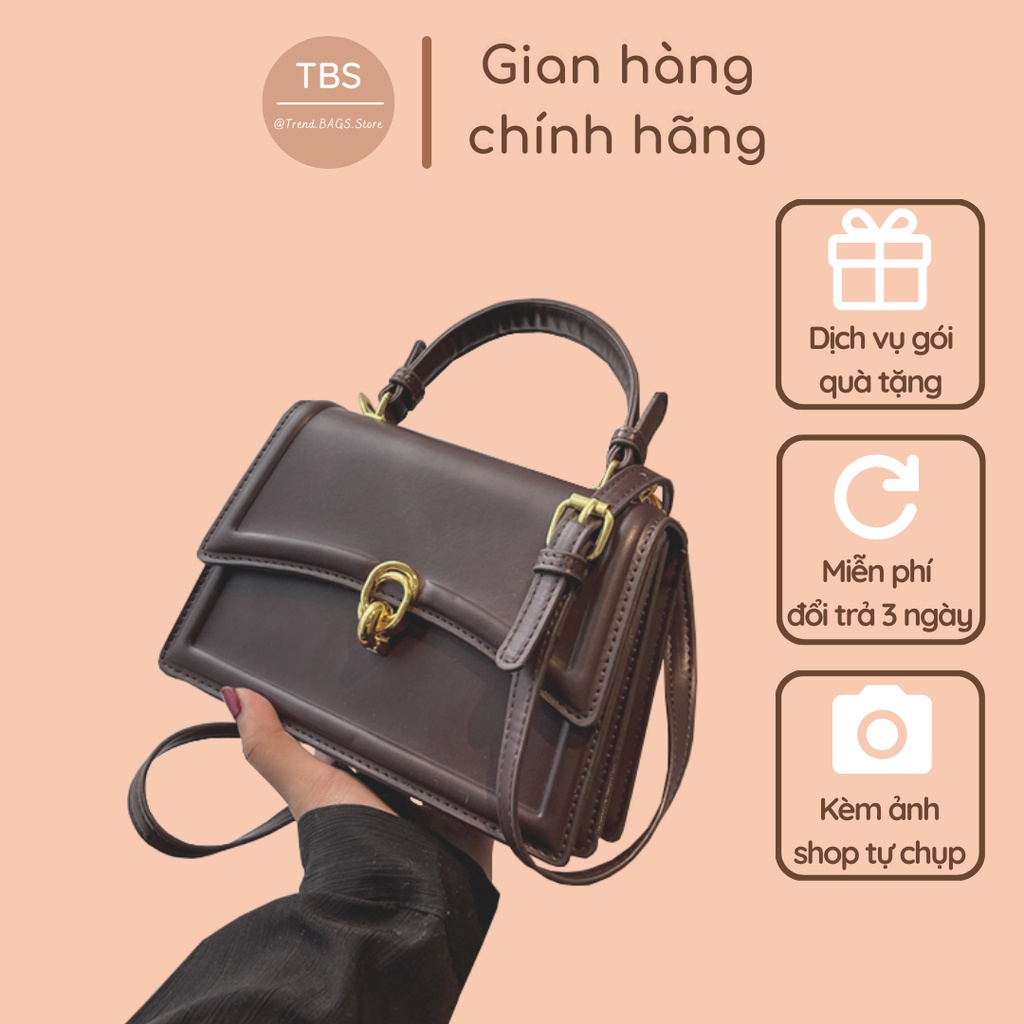 Túi đeo chéo da trơn nắp cong - Hàng loại 1 - DC614 20x14x8 cm