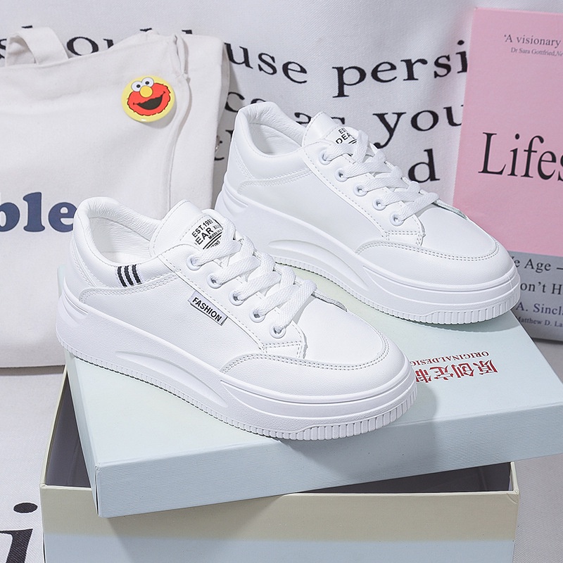 Giày Da Nữ, Giày Sneaker Da Nữ G74 Màu Trắng Đẹp Phong Cách Thời Trang Học Sinh Sinh VIên Đi Học Đi Chơi