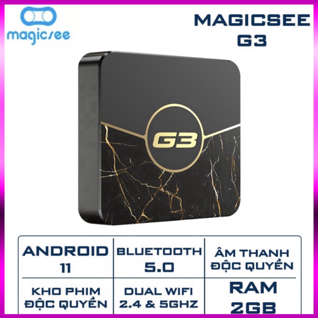Android Tivi Box Magicsee G3 - Ram 2GB, Rom 16GB, Amlogic S905W2 - Android 11 - Bảo hành 1 năm - Siêu sale giá tốt