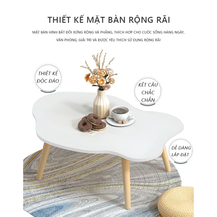 Bàn Trà safa hình đám mây trắng chân gỗ phong cách Bắc Âu thương hiệu GAPI - GP255