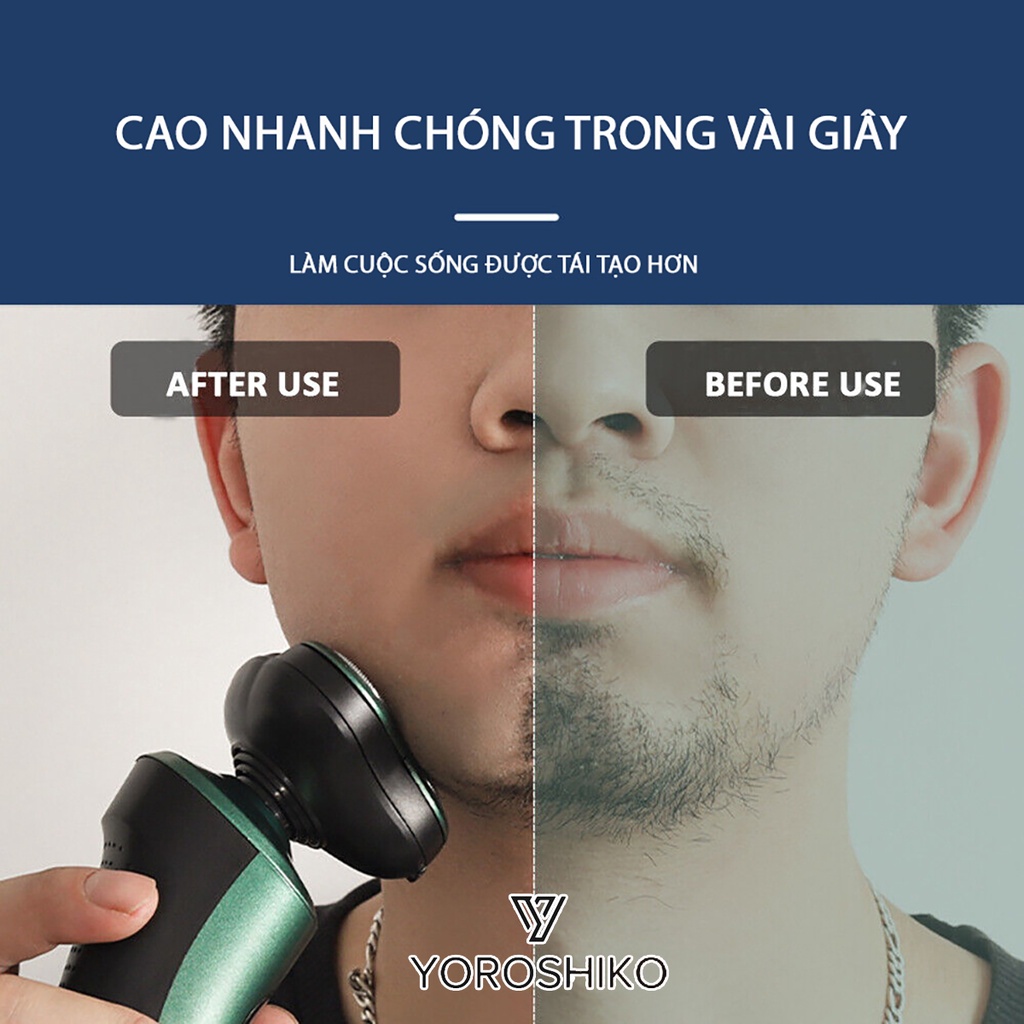 Máy cạo râu 4in1 lưỡi kép Yoroshiko có 3 Mức Độ Cạo Râu hàng chính hãng cao cấp