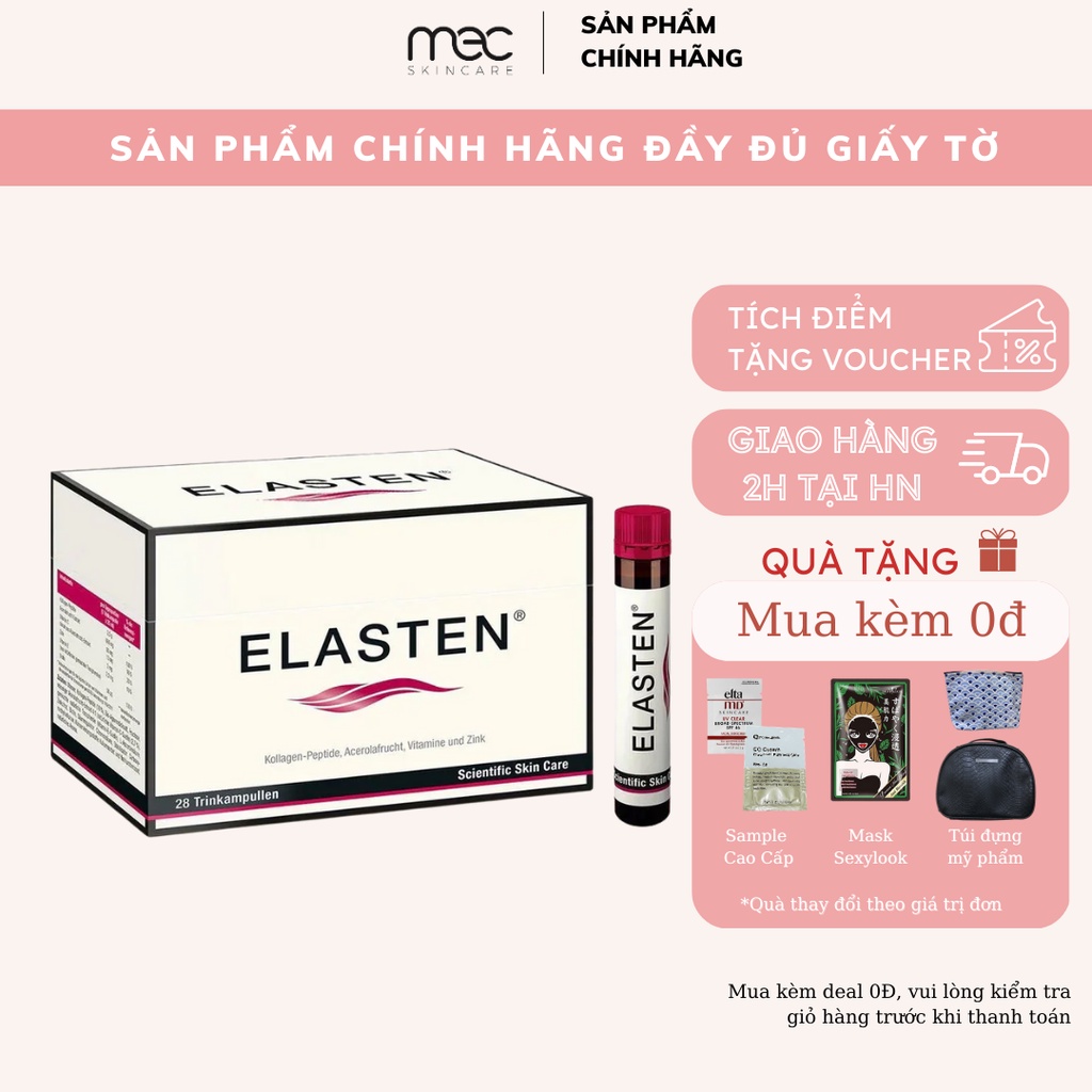 Nước uống đẹp da, chống lão hóa Collagen Elasten Trinkampullen 28/7 ống x25ml Hàng Công Ty - Mecskincare