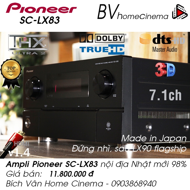 Ampli phim Pioneer SC-LX83 7.1 Japan, surround 7.1, DTS-HD Master Audio, Dolby TrueHD tuyệt phẩm.
