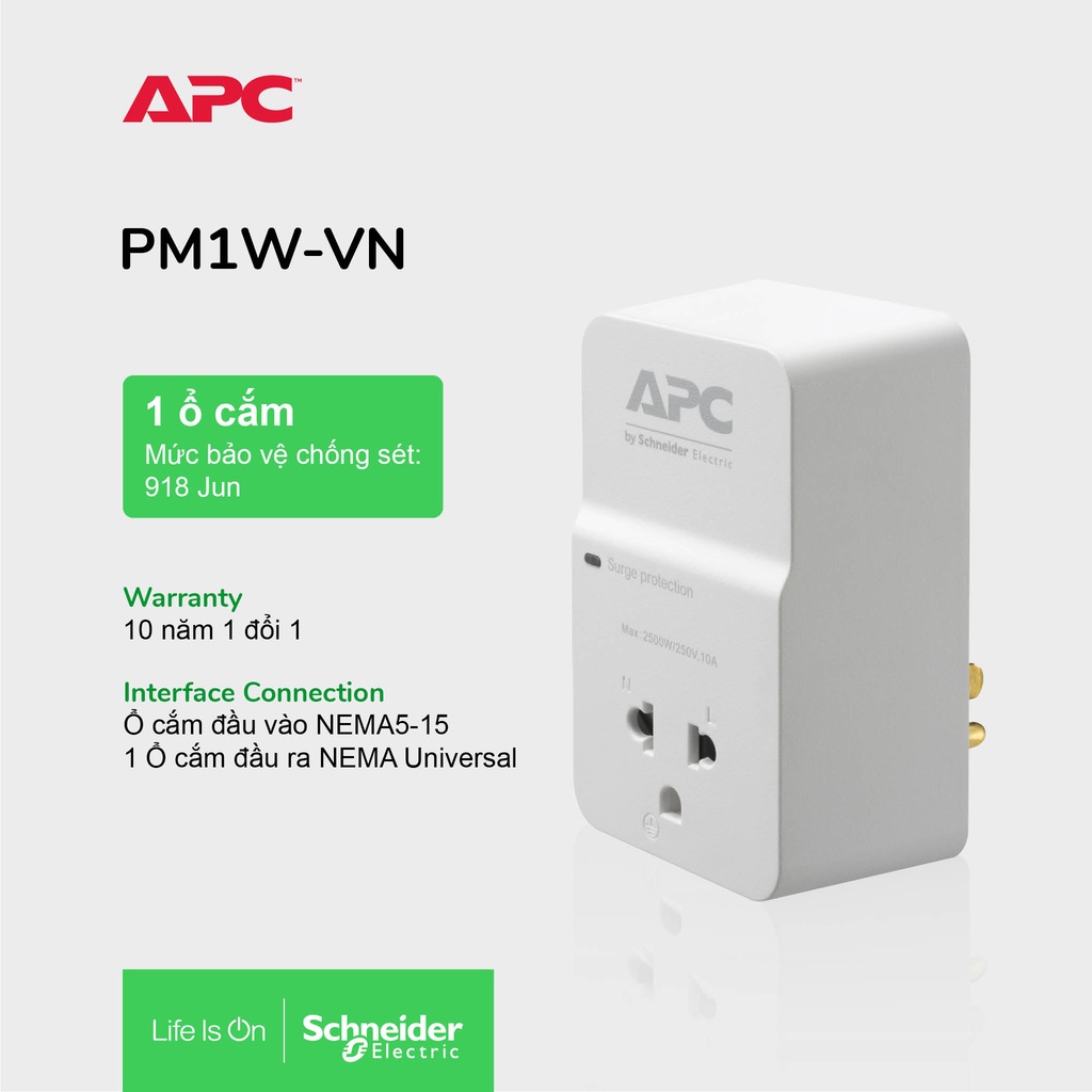 Ổ cắm chống xung sét APC by Schneider Electric PM1W-VN