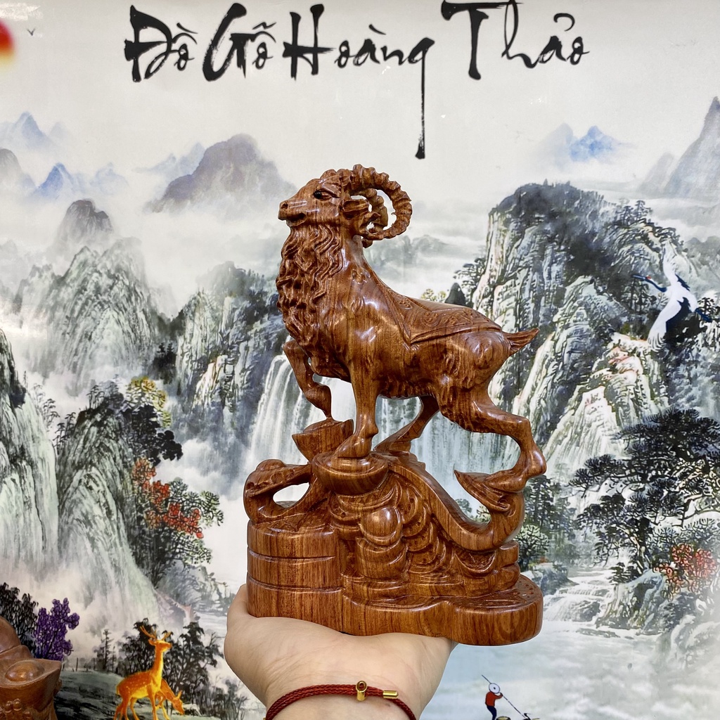 Dê đứng thỏi vàng cao 20cm gỗ bách xanh thơm, hương đá nam phi