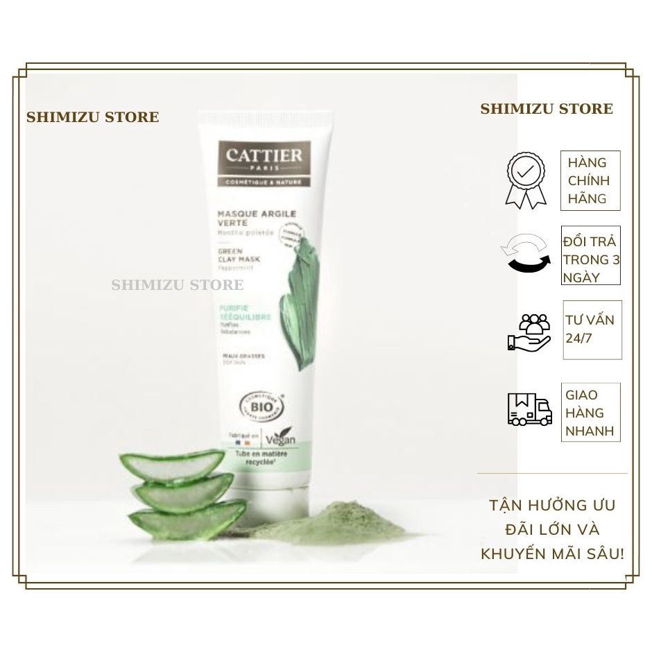 Bản Pháp hàng Nội địa  - Mask đất sét của Cattier clay mask aloe vera trắng da 100ml
